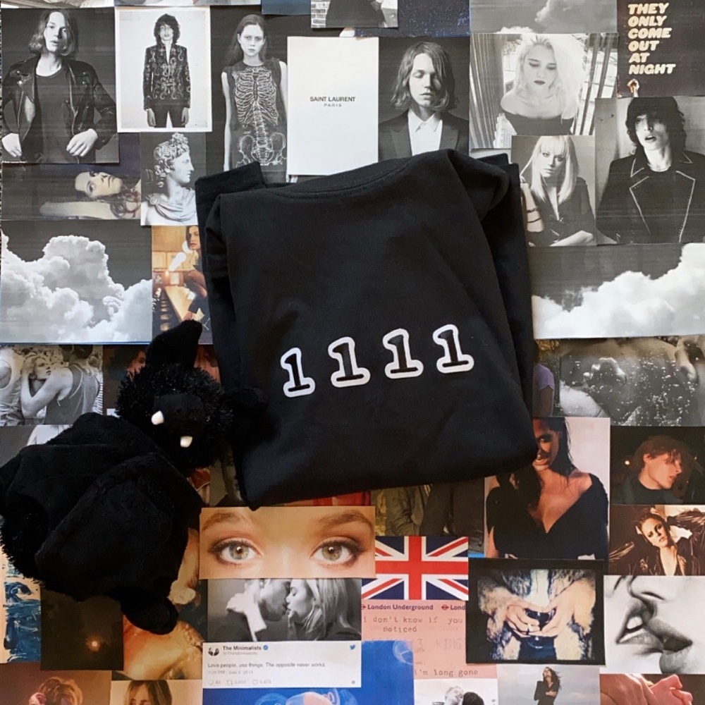 1111 angel number babydoll T-shirt ☁️🖤🤍